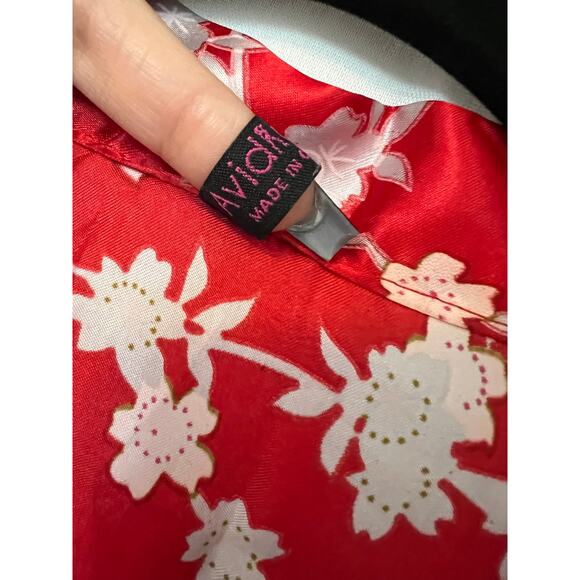 Avidlove dressing robe women’s size medium Red Colorful Peacock Floral Design - Picture 7 of 10